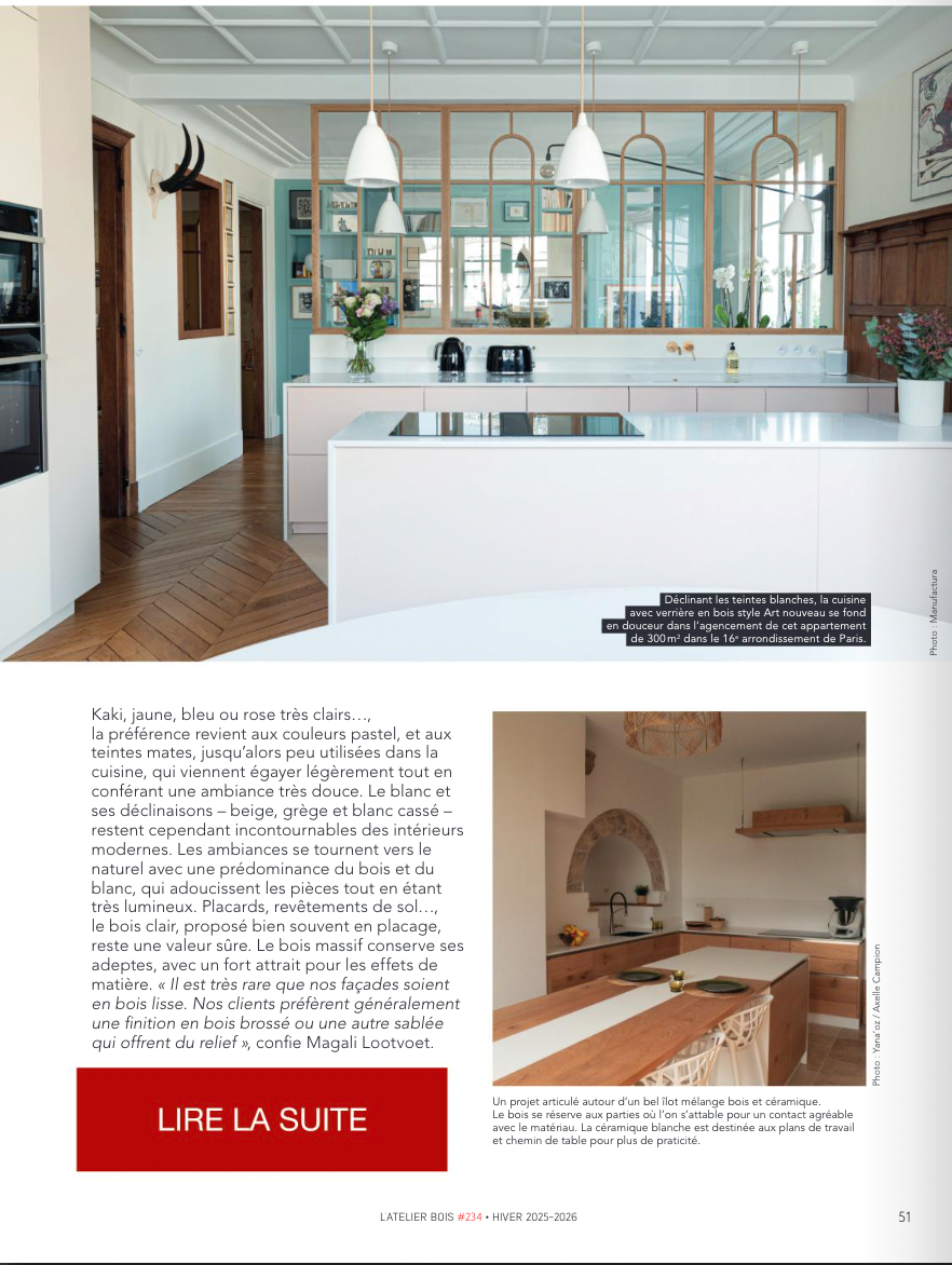 L'Atelier Bois #234 — Cuisine avec verrière bois Art Nouveau Paris 16e Manufactura