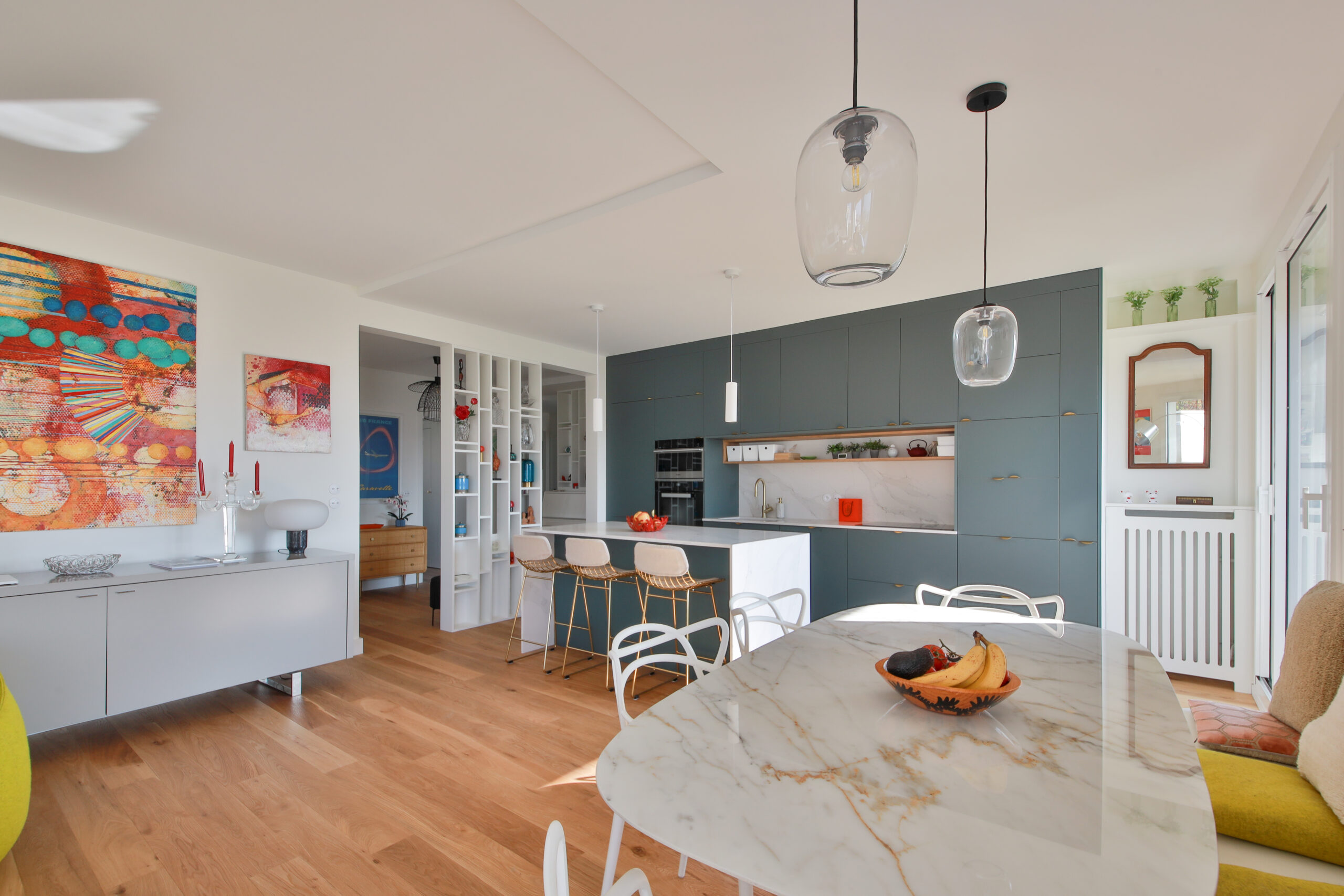 Cuisine ouverte sur le salon — Projet Barcelone Paris 16e — Manufactura