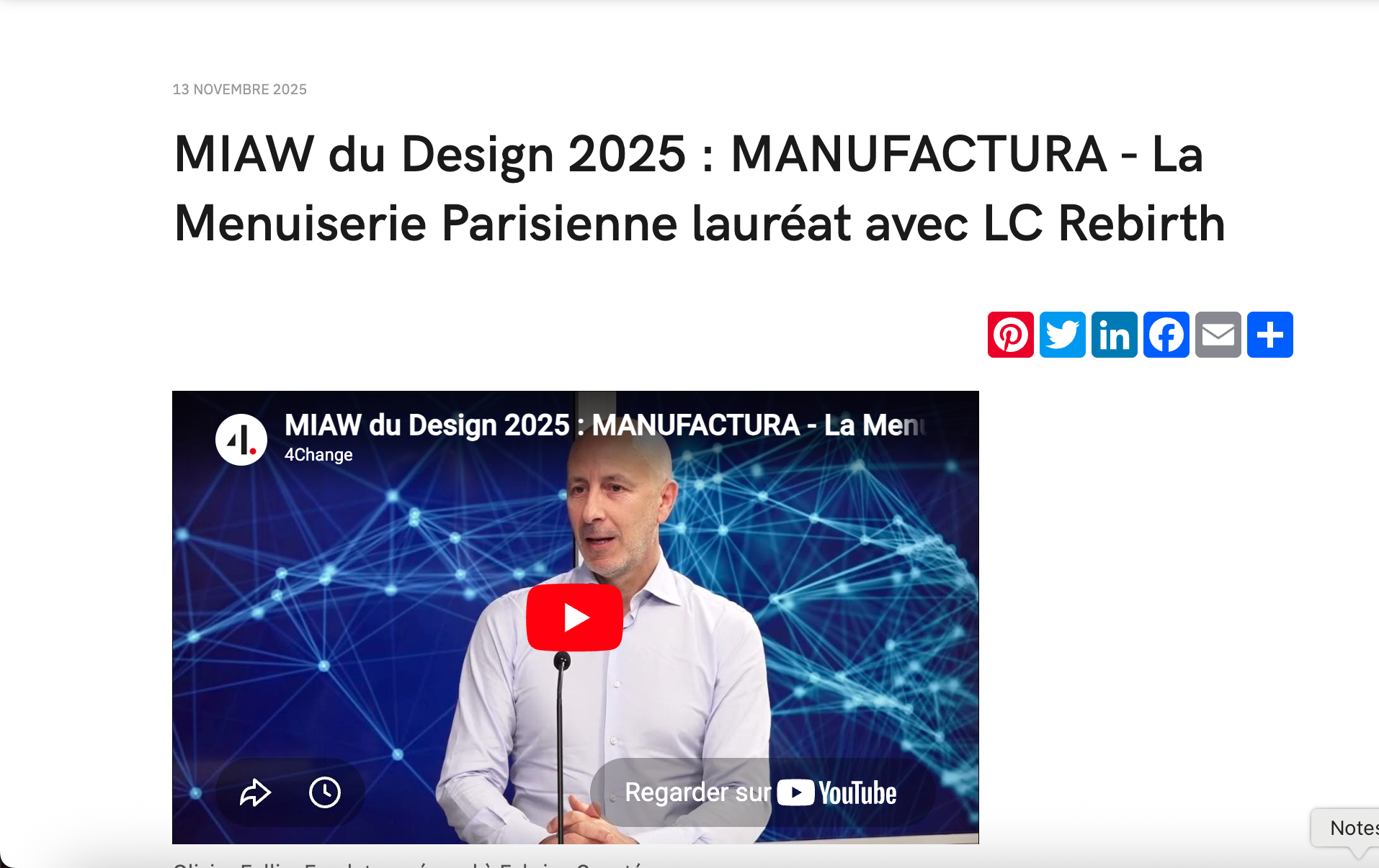 MIAW du Design 2025 : MANUFACTURA – La Menuiserie Parisienne lauréat avec LC Rebirth – MUUUZ – Architecture + Design + Tendances + Inspiration